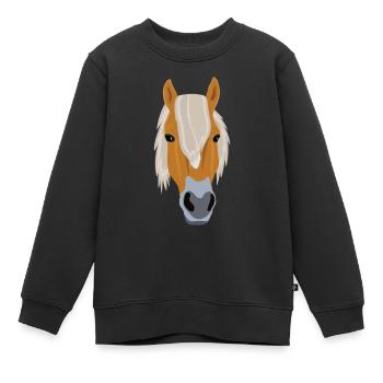 Haflinger Head Riding Poney Cadeau - Sweat Premium enfant bio - noir - Devant - AI Model Kid Female (0cm)