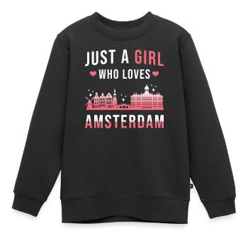 Amsterdam - Kinder Premium Organic Sweatshirt - Schwarz - Vorne - AI Model Kid Female (0cm)