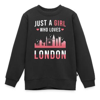 London - Kinder Premium Organic Sweatshirt - Schwarz - Vorne - AI Model Kid Female (0cm)