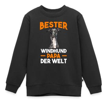Windhund Windhund Papa - Kinder Premium Organic Sweatshirt - Schwarz - Vorne - AI Model Kid Female (0cm)