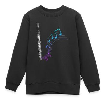 Querflöte Geschenk Musik Noten - Kinder Premium Organic Sweatshirt - Schwarz - Vorne - AI Model Kid Female (0cm)