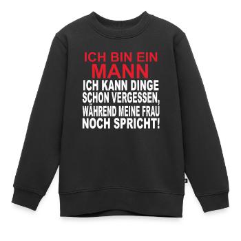 Ich bin ein Mann. - Kinder Premium Organic Sweatshirt - Schwarz - Vorne - AI Model Kid Female (0cm)