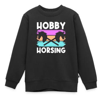 Hobby Horse Retro Grafik Steckenpferde Reiten Tren - Kinder Premium Organic Sweatshirt - Schwarz - Vorne - AI Model Kid Female (0cm)
