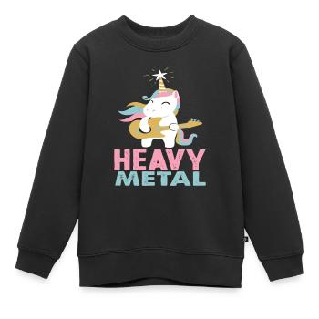 Einhorn Heavy Metal Musik - Kinder Premium Organic Sweatshirt - Schwarz - Vorne - AI Model Kid Female (0cm)
