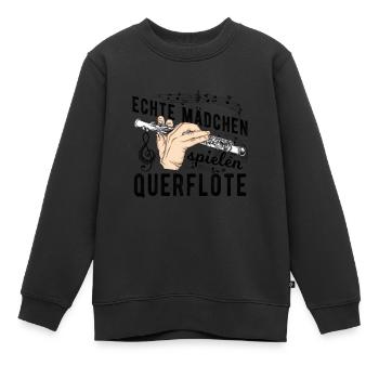 Querflöte - Kinder Premium Organic Sweatshirt - Schwarz - Vorne - AI Model Kid Female (0cm)