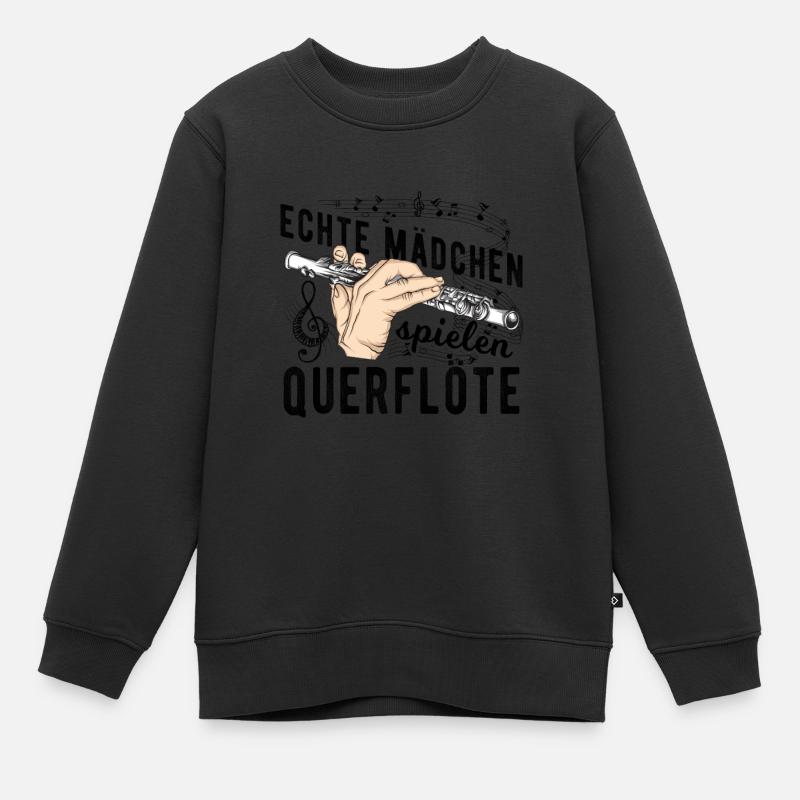 Querflöte - Kinder Premium Organic Sweatshirt - Schwarz