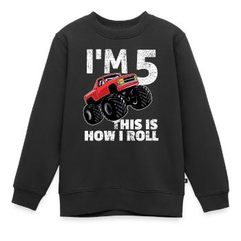 5ème anniversaire Monster Truck 5 ans Jeune Cadeau - Sweat Premium enfant bio - noir - Devant - AI Model Kid Female (0cm)