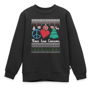 Ugly Weihnachten X-Mas Friedenpeace love christmax - Kinder Premium Organic Sweatshirt - Schwarz - Vorne - AI Model Kid Female (0cm)