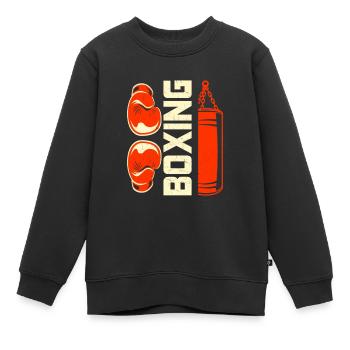Boxe - Sweat Premium enfant bio - noir - Devant - AI Model Kid Female (0cm)