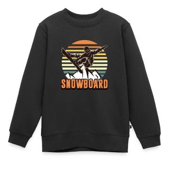 Snowboard sport vacances d'hiver montagnes neige cadeau - Sweat Premium enfant bio - noir - Devant - AI Model Kid Female (0cm)