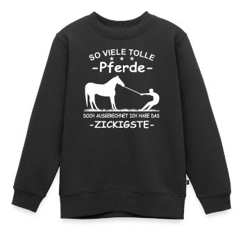 So viele tolle Pferde Führungskraft Pferd Reiterin - Kinder Premium Organic Sweatshirt - Schwarz - Vorne - AI Model Kid Female (0cm)