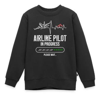 Airline Pilot In Progress Heartbeat Future Pilot - Kinder Premium Organic Sweatshirt - Schwarz - Vorne - AI Model Kid Female (0cm)