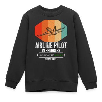 Airline Pilot In Progress Future Airline Pilot Kid - Kinder Premium Organic Sweatshirt - Schwarz - Vorne - AI Model Kid Female (0cm)