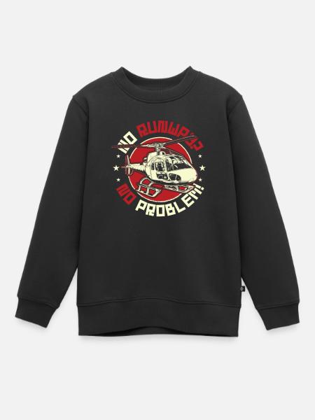 No Runway No Problem Fly Helicopter Piloten - Kinder Premium Organic Sweatshirt - Schwarz