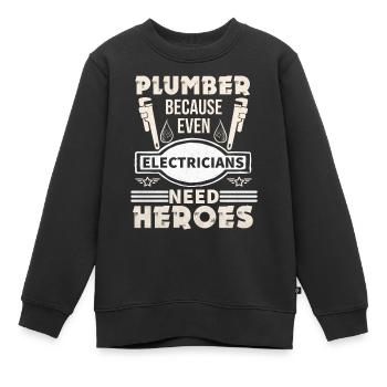 Klempner - Kinder Premium Organic Sweatshirt - Schwarz - Vorne - AI Model Kid Female (0cm)