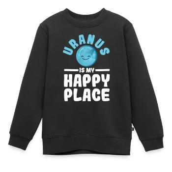 Uranus Is My Happy Place - Uranus Planet Weltraum - Kinder Premium Organic Sweatshirt - Schwarz - Vorne - AI Model Kid Female (0cm)
