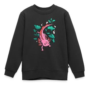 Salamandre Axolotl - Sweat Premium enfant bio - noir - Devant - AI Model Kid Female (0cm)