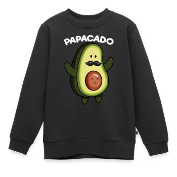 Papacado Avocado Pregnancy Announcement Vegan Dad - Kinder Premium Organic Sweatshirt - Schwarz - Vorne - AI Model Kid Female (0cm)
