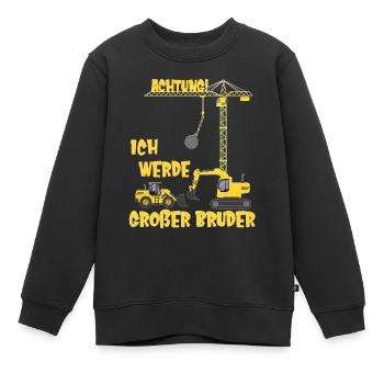 Ich werde großer Bruder Bagger Baustelle Kran - Kinder Premium Organic Sweatshirt - Schwarz - Vorne - AI Model Kid Female (0cm)