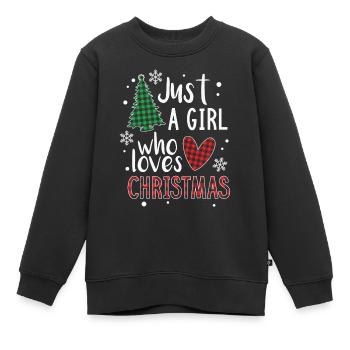 JUSTE UNE FILLE QUI AIME NOËL - Sweat Premium enfant bio - noir - Devant - AI Model Kid Female (0cm)