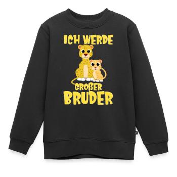 Ich werde bald ein großer Bruder Leopard - Kinder Premium Organic Sweatshirt - Schwarz - Vorne - AI Model Kid Female (0cm)