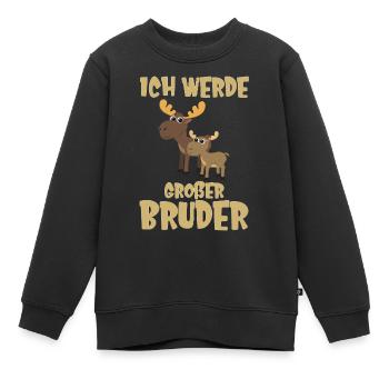Ich werde großer Bruder Elche - Kinder Premium Organic Sweatshirt - Schwarz - Vorne - AI Model Kid Female (0cm)
