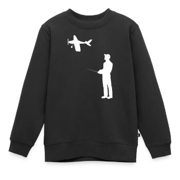 Modèle d’avion RC Volant Rétro Vintage Cadeau - Sweat Premium enfant bio - noir - Devant - AI Model Kid Female (0cm)