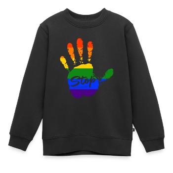 stop homophobia - LGBTQ CSD Gay Pride - Kinder Premium Organic Sweatshirt - Schwarz - Vorne - AI Model Kid Female (0cm)