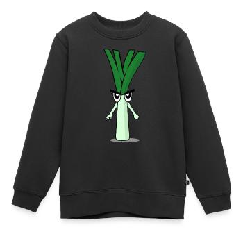 Regardé en poireaux Regardé en - Sweat Premium enfant bio - noir - Devant - AI Model Kid Female (0cm)