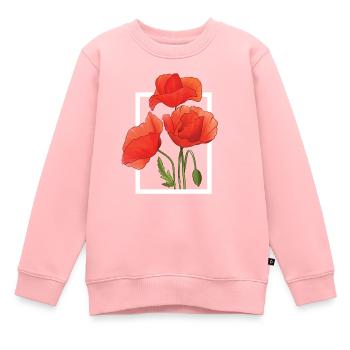 Poppy Poppies Aquarelle peinte à la main - Sweat Premium enfant bio - rose - Devant - AI Model Kid Female (0cm)