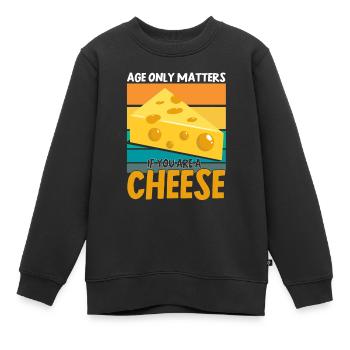 Fromage disant cadeau, amateur de fromage, amateur de fromage, fromage - Sweat Premium enfant bio - noir - Devant - AI Model Kid Female (0cm)