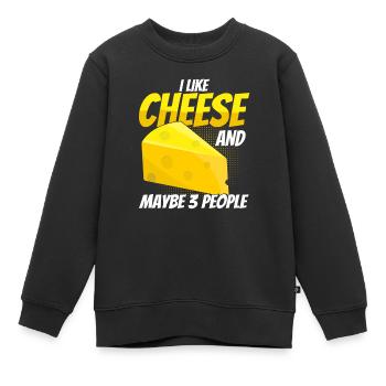 Fromage disant cadeau, amateur de fromage, amateur de fromage, fromage - Sweat Premium enfant bio - noir - Devant - AI Model Kid Female (0cm)