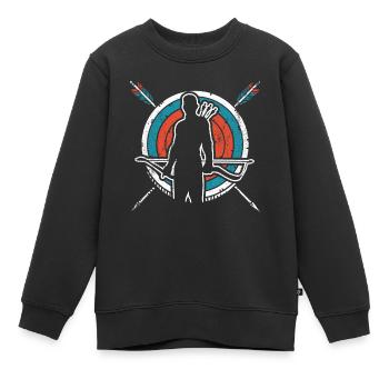 Bogenschütze Bogenschießen Zielscheibe Bogensport - Kinder Premium Organic Sweatshirt - Schwarz - Vorne - AI Model Kid Female (0cm)