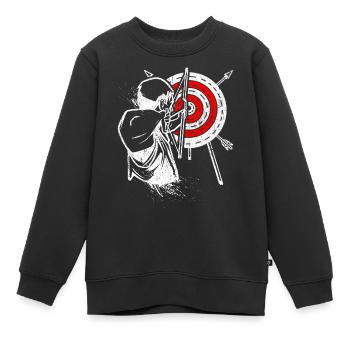 Bogenschütze Recurvebogen Bogenschießen Bogensport - Kinder Premium Organic Sweatshirt - Schwarz - Vorne - AI Model Kid Female (0cm)