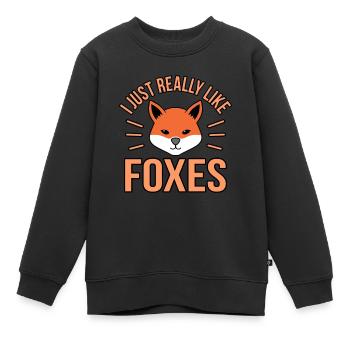 Fox - Kids Premium Organic Sweatshirt - black - Front - AI Model Kid Female (0cm)