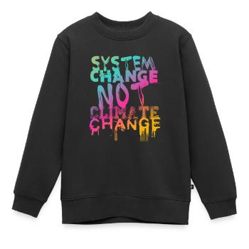 Changement de système - pas changement climatique - Sweat Premium enfant bio - noir - Devant - AI Model Kid Female (0cm)