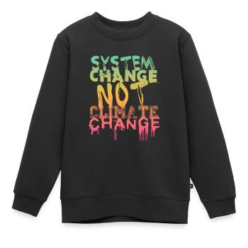 Changement de système - pas changement climatique - Sweat Premium enfant bio - noir - Devant - AI Model Kid Female (0cm)