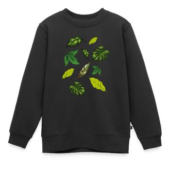 Plantes d’intérieur Plantes Feuilles - Sweat Premium enfant bio - noir - Devant - AI Model Kid Female (0cm)