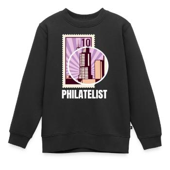 Philatelist Briefmarken Sammlung - Kinder Premium Organic Sweatshirt - Schwarz - Vorne - AI Model Kid Female (0cm)