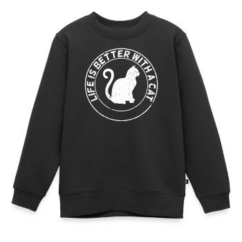 Katzenliebhaber Spruch - Kinder Premium Organic Sweatshirt - Schwarz - Vorne - AI Model Kid Female (0cm)