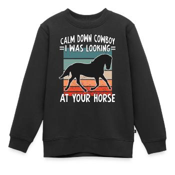 Süßes Reitsport Reiterin Reitverein Reiterhof - Kinder Premium Organic Sweatshirt - Schwarz - Vorne - AI Model Kid Female (0cm)
