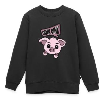 Mignon petit cochon Oink ferme porcine - Sweat Premium enfant bio - noir - Devant - AI Model Kid Female (0cm)