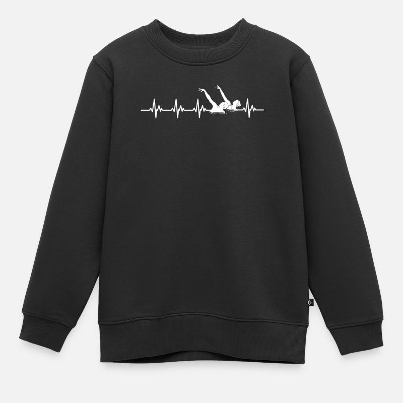 Rythme cardiaque synchronisé de natation - Sweat Premium enfant bio - noir