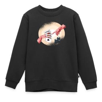 Poker Texas HoldEm Blessed Cartes à Jouer Poker - Sweat Premium enfant bio - noir - Devant - AI Model Kid Female (0cm)