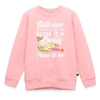 Buch Spruch Bibliothek - Kinder Premium Organic Sweatshirt - Rosa - Vorne - AI Model Kid Female (0cm)