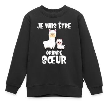 Future grande sœur alpaga Future Bientôt alpagas - Sweat Premium enfant bio - noir - Devant - AI Model Kid Female (0cm)