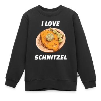 I Love Schnitzel Wiener Schnitzel - Kinder Premium Organic Sweatshirt - Schwarz - Vorne - AI Model Kid Female (0cm)