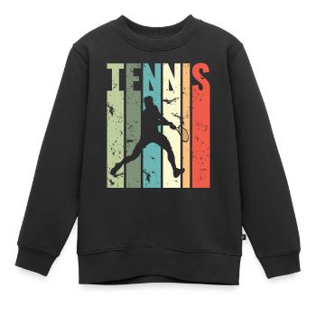 Vintage Tennis Player Lustiges Tennis - Kinder Premium Organic Sweatshirt - Schwarz - Vorne - AI Model Kid Female (0cm)