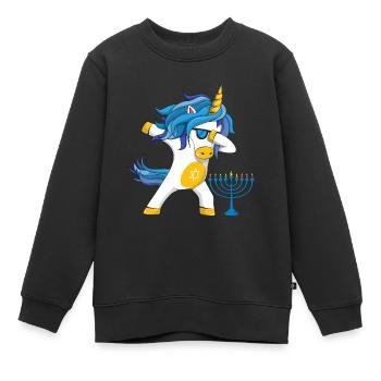 Licorne arc-en-ciel Yev Menorah Happy Hanukkah - Sweat Premium enfant bio - noir - Devant - AI Model Kid Female (0cm)