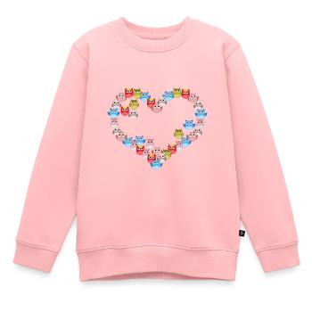 Bunte Herz-eule - Kinder Premium Organic Sweatshirt - Rosa - Vorne - AI Model Kid Female (0cm)
